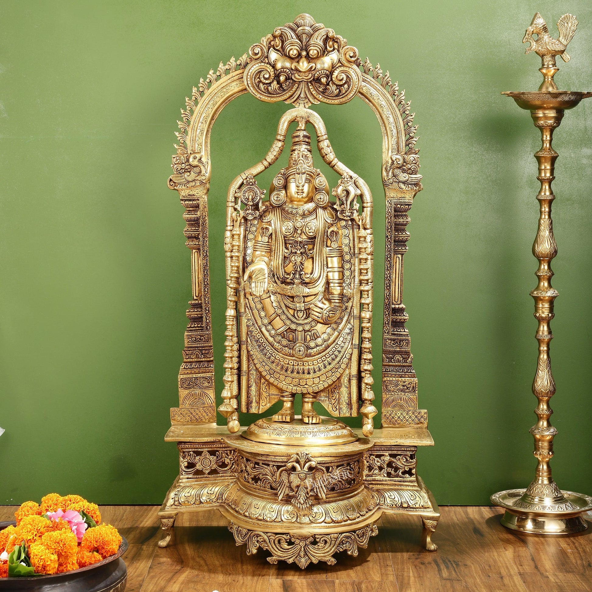 Superfine Brass Lord Tirupati Balaji Venkateshwara Swamy Idol | 37-inch Height