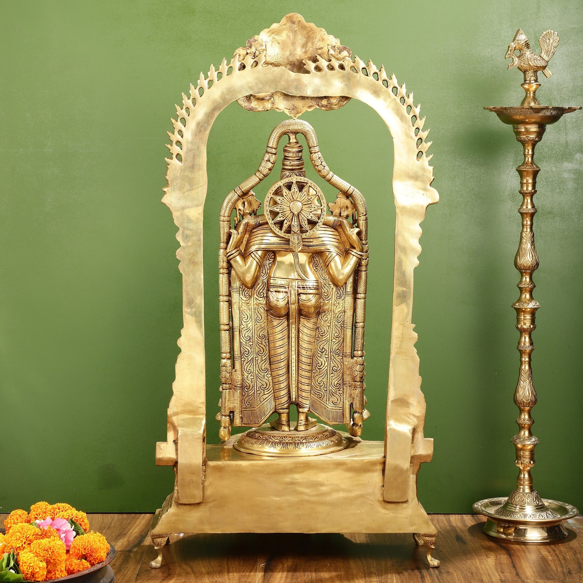 Superfine Brass Lord Tirupati Balaji Venkateshwara Swamy Idol | 37-inch Height