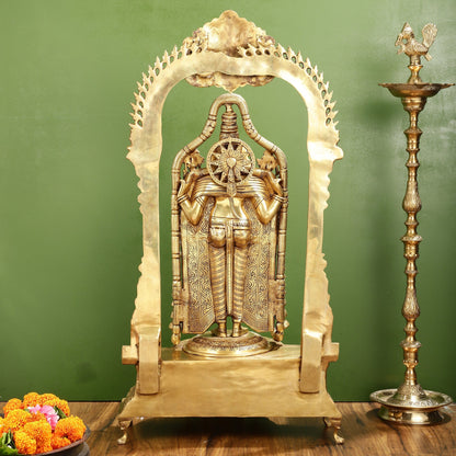 Superfine Brass Lord Tirupati Balaji Venkateshwara Swamy Idol | 37-inch Height