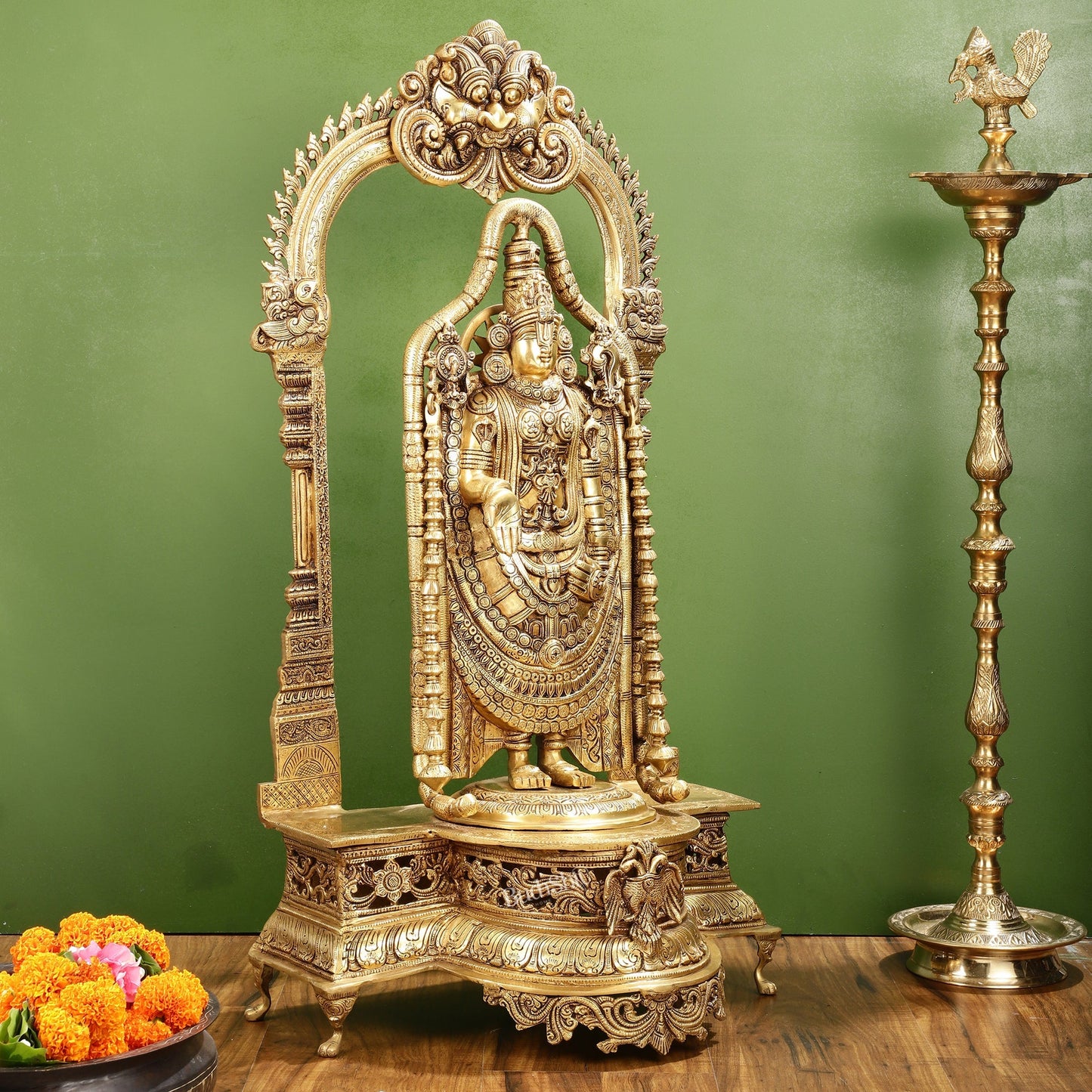 Superfine Brass Lord Tirupati Balaji Venkateshwara Swamy Idol | 37-inch Height