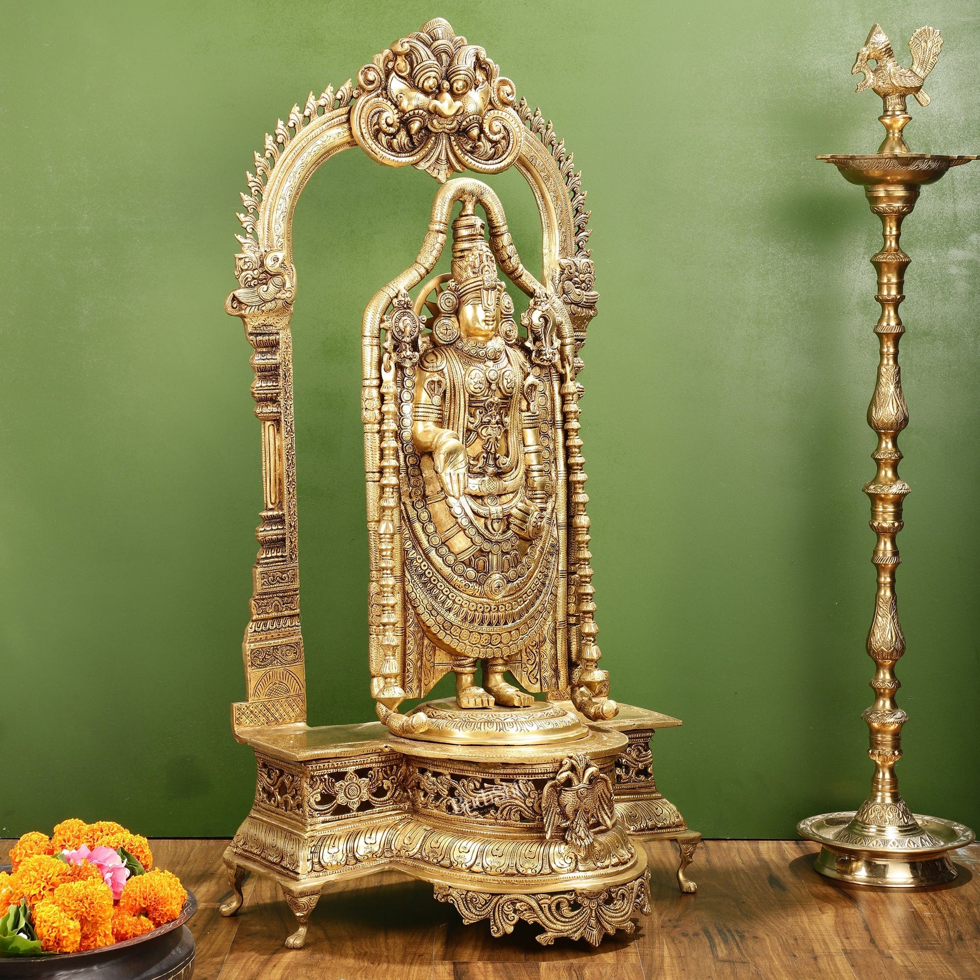 Superfine Brass Lord Tirupati Balaji Venkateshwara Swamy Idol | 37-inch Height