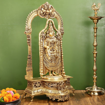 Superfine Brass Lord Tirupati Balaji Venkateshwara Swamy Idol | 37-inch Height