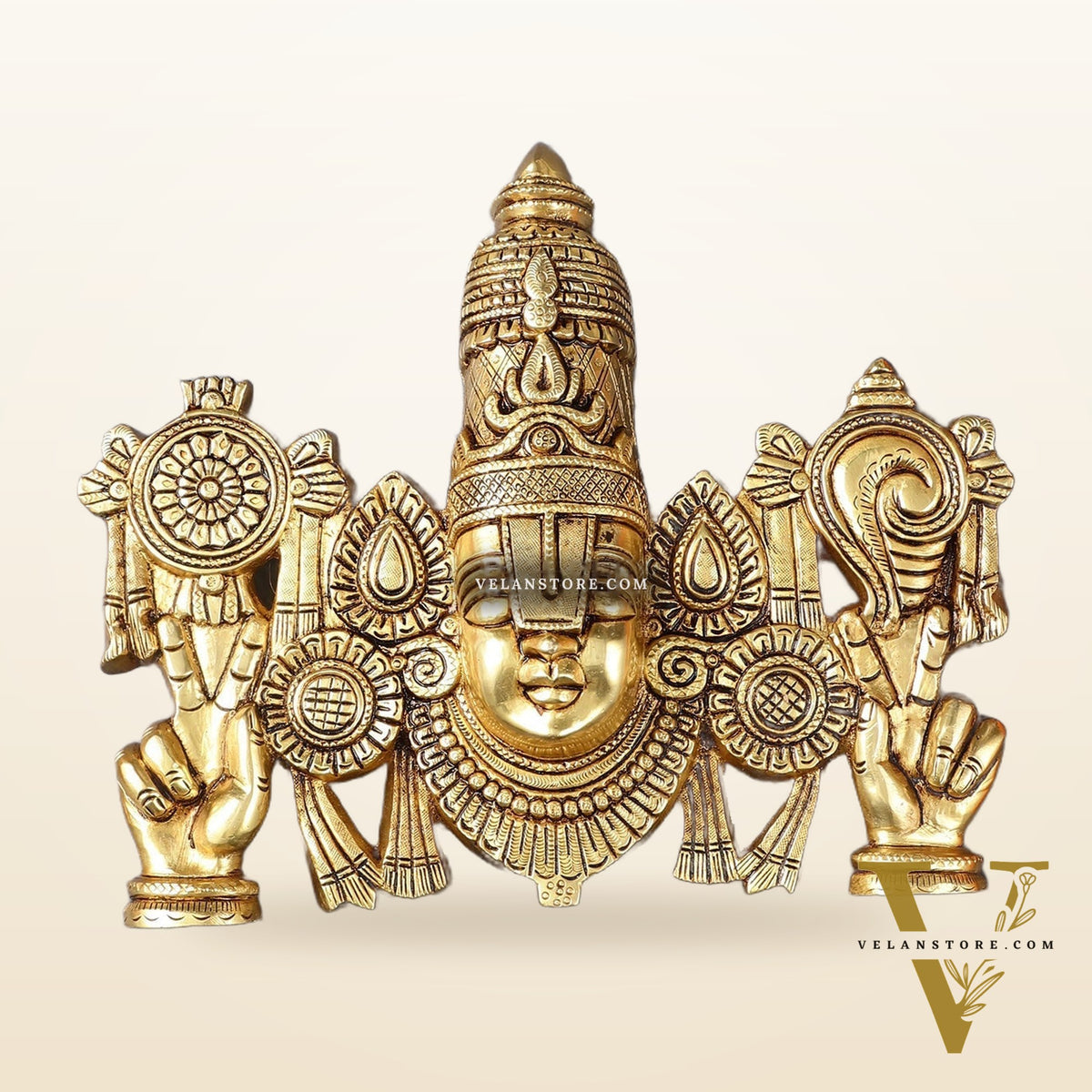 Superfine Brass Lord Tirupati Balaji Venkateshwara Swamy Wall Hanging - 9x10.5x3 Inch