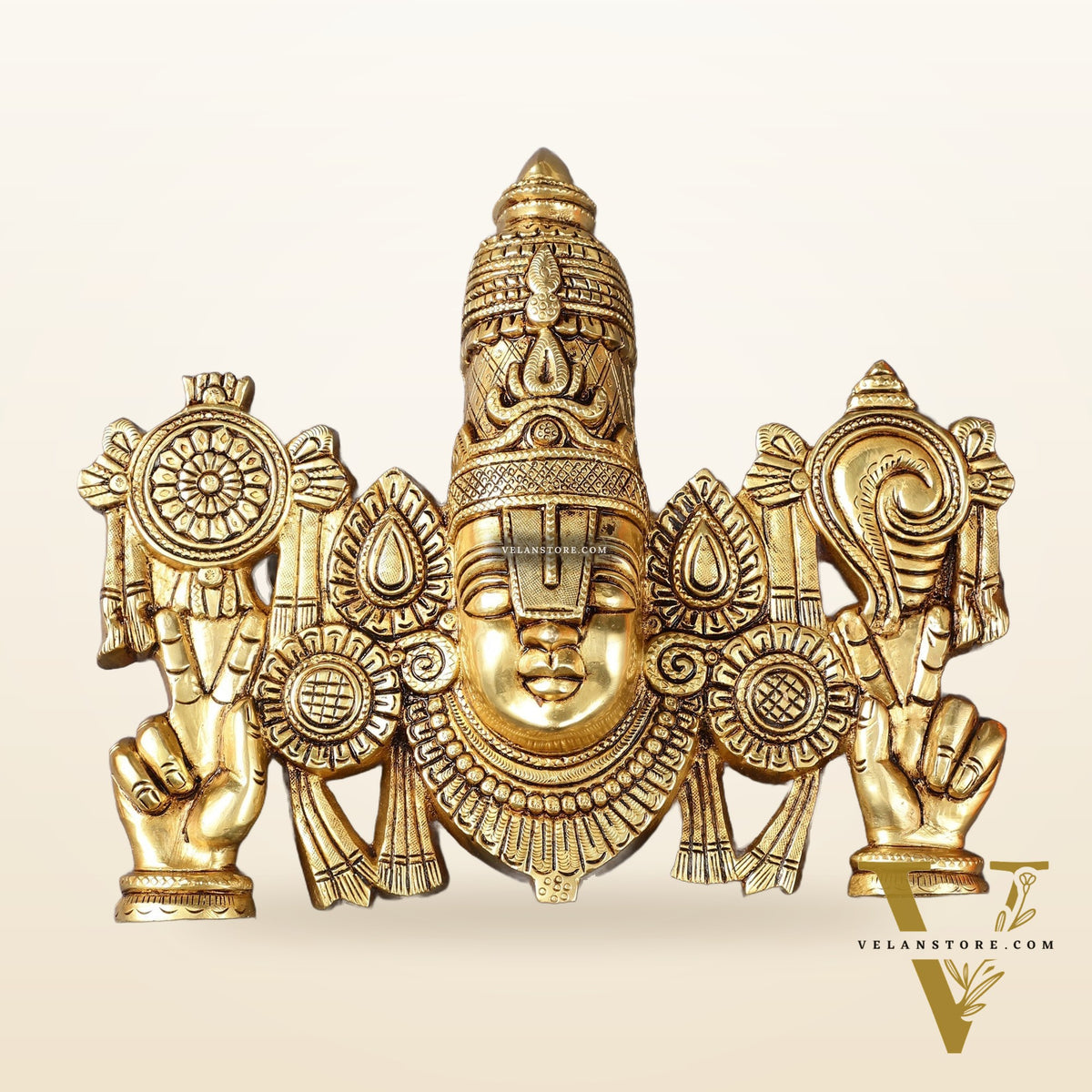 Superfine Brass Lord Tirupati Balaji Venkateshwara Swamy Wall Hanging - 9x10.5x3 Inch