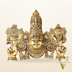Superfine Brass Lord Tirupati Balaji Venkateshwara Swamy Wall Hanging - 9x10.5x3 Inch