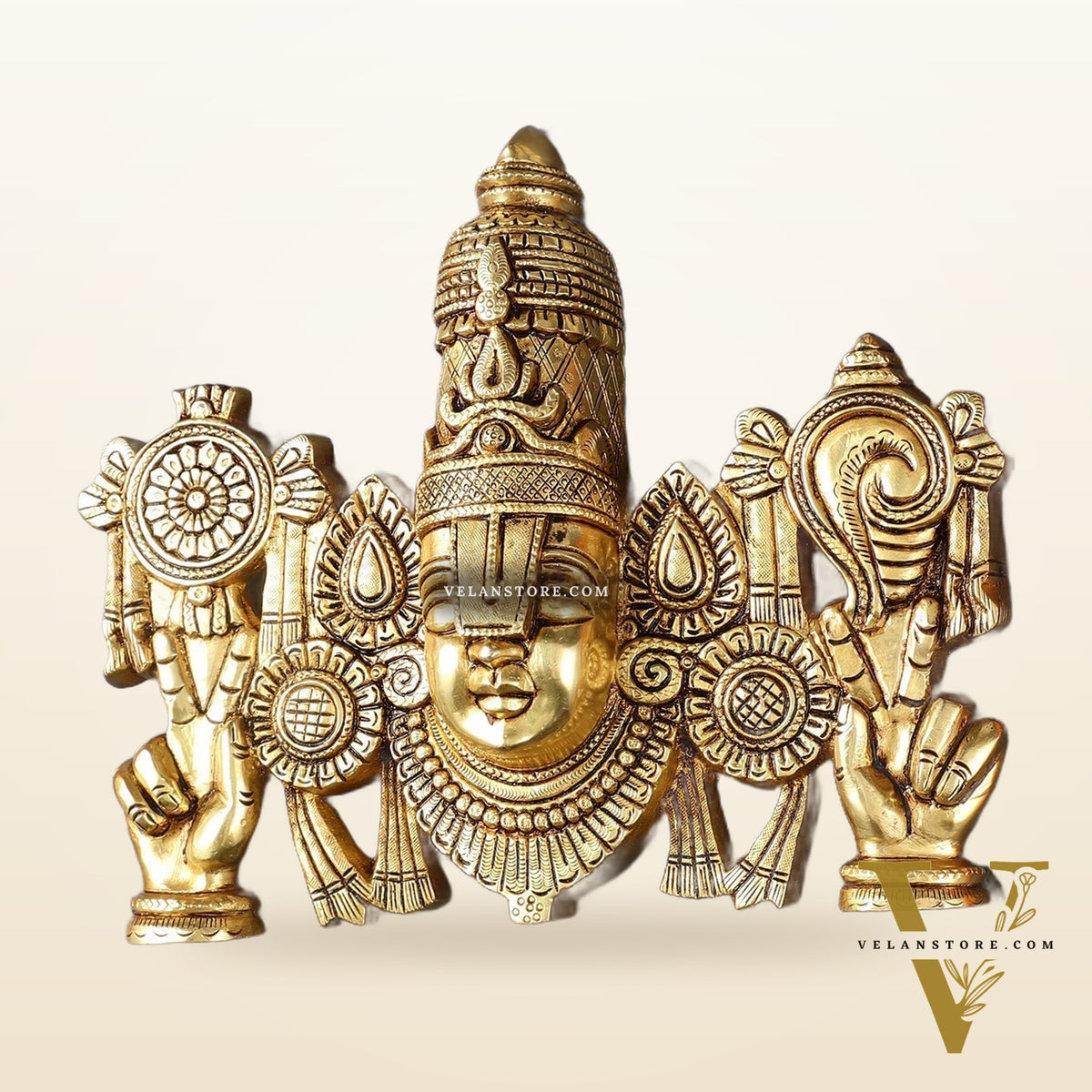 Superfine Brass Lord Tirupati Balaji Venkateshwara Swamy Wall Hanging - 9x10.5x3 Inch