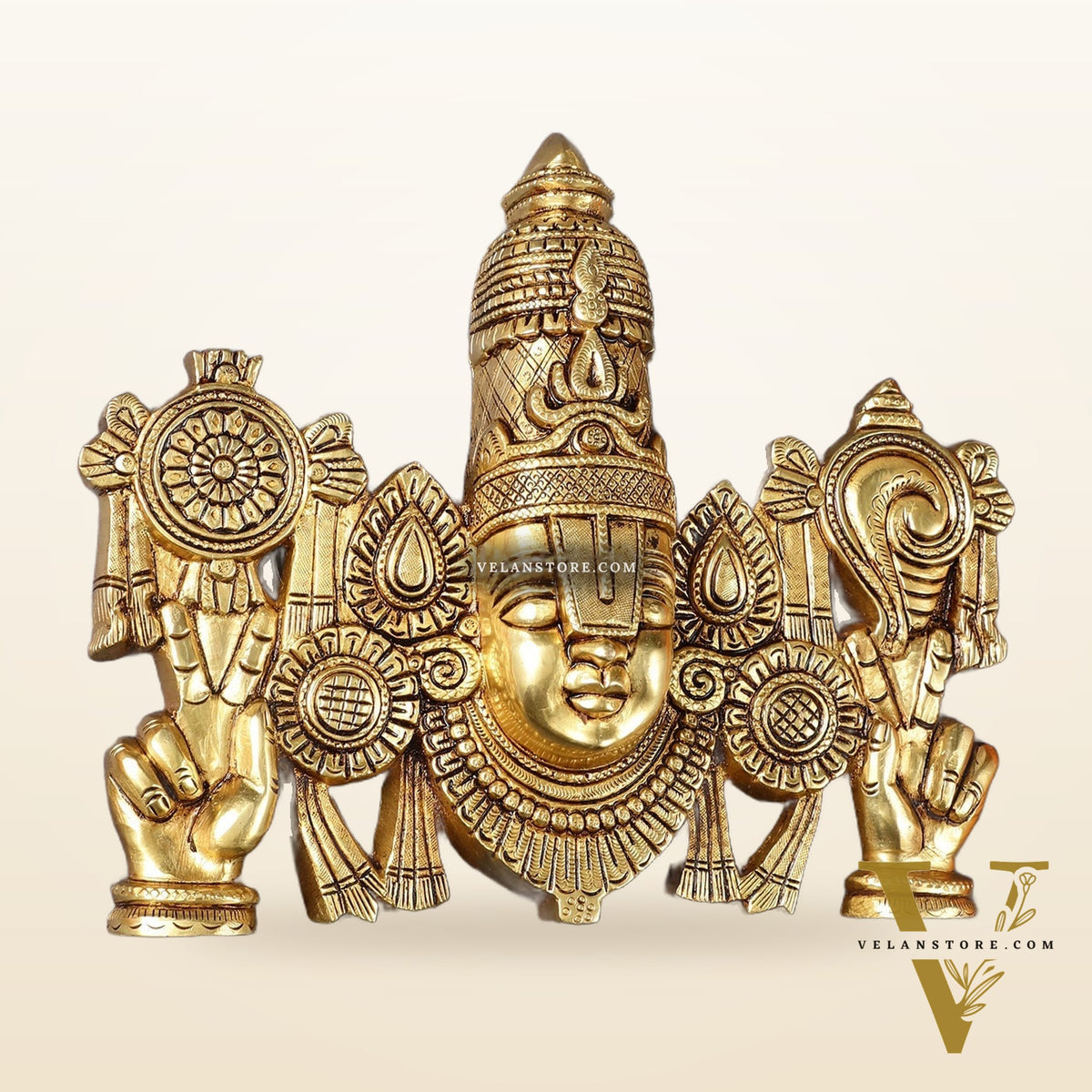 Superfine Brass Lord Tirupati Balaji Venkateshwara Swamy Wall Hanging - 9x10.5x3 Inch