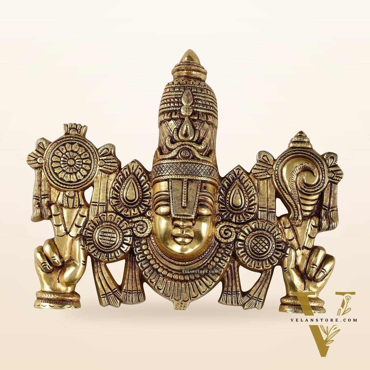 Superfine Brass Lord Tirupati Balaji Venkateshwara Swamy Wall Hanging - 9x10.5x3 Inch