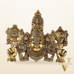 Superfine Brass Lord Tirupati Balaji Venkateshwara Swamy Wall Hanging - 9x10.5x3 Inch
