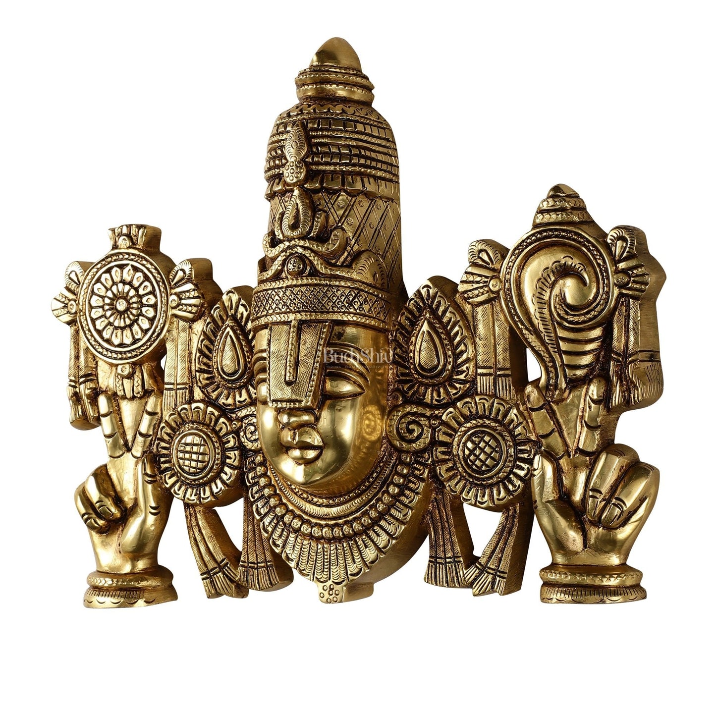 Superfine Brass Lord Tirupati Balaji Venkateshwara Swamy Wall Hanging - 9x10.5x3 Inch