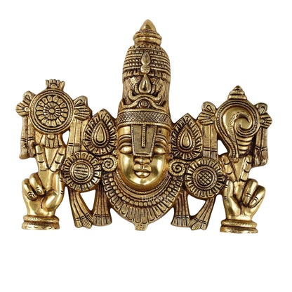 Superfine Brass Lord Tirupati Balaji Venkateshwara Swamy Wall Hanging - 9x10.5x3 Inch