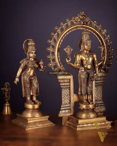 Superfine Brass Lord Tirupati Balaji with Bhudevi and Shridevi Idol Set - 23"