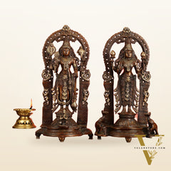 Superfine Brass Lord Vishnu & Goddess Lakshmi Idol Pair | 16 inch