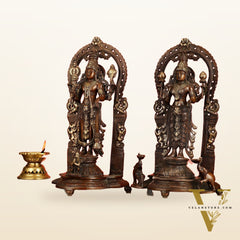 Superfine Brass Lord Vishnu & Goddess Lakshmi Idol Pair | 16 inch