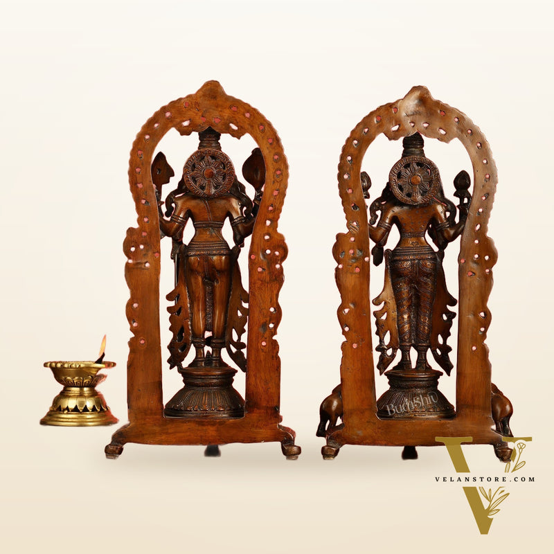 Superfine Brass Lord Vishnu & Goddess Lakshmi Idol Pair | 16 inch