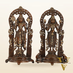 Superfine Brass Lord Vishnu & Goddess Lakshmi Idol Pair | 16 inch