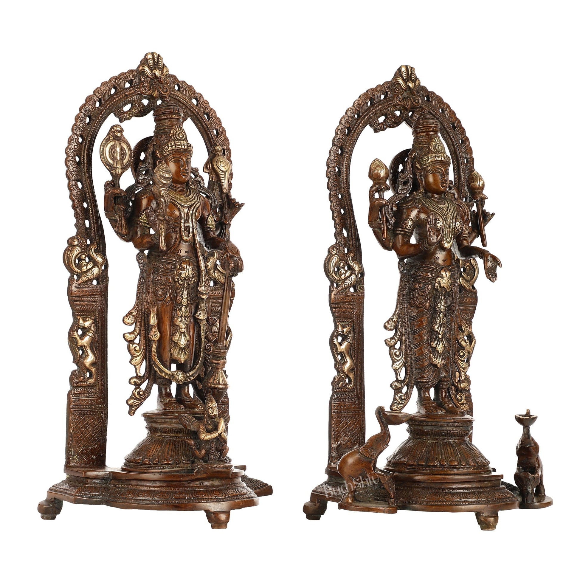 Superfine Brass Lord Vishnu & Goddess Lakshmi Idol Pair | 16 inch