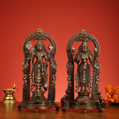 Superfine Brass Lord Vishnu & Goddess Lakshmi Idol Pair | 16 inch