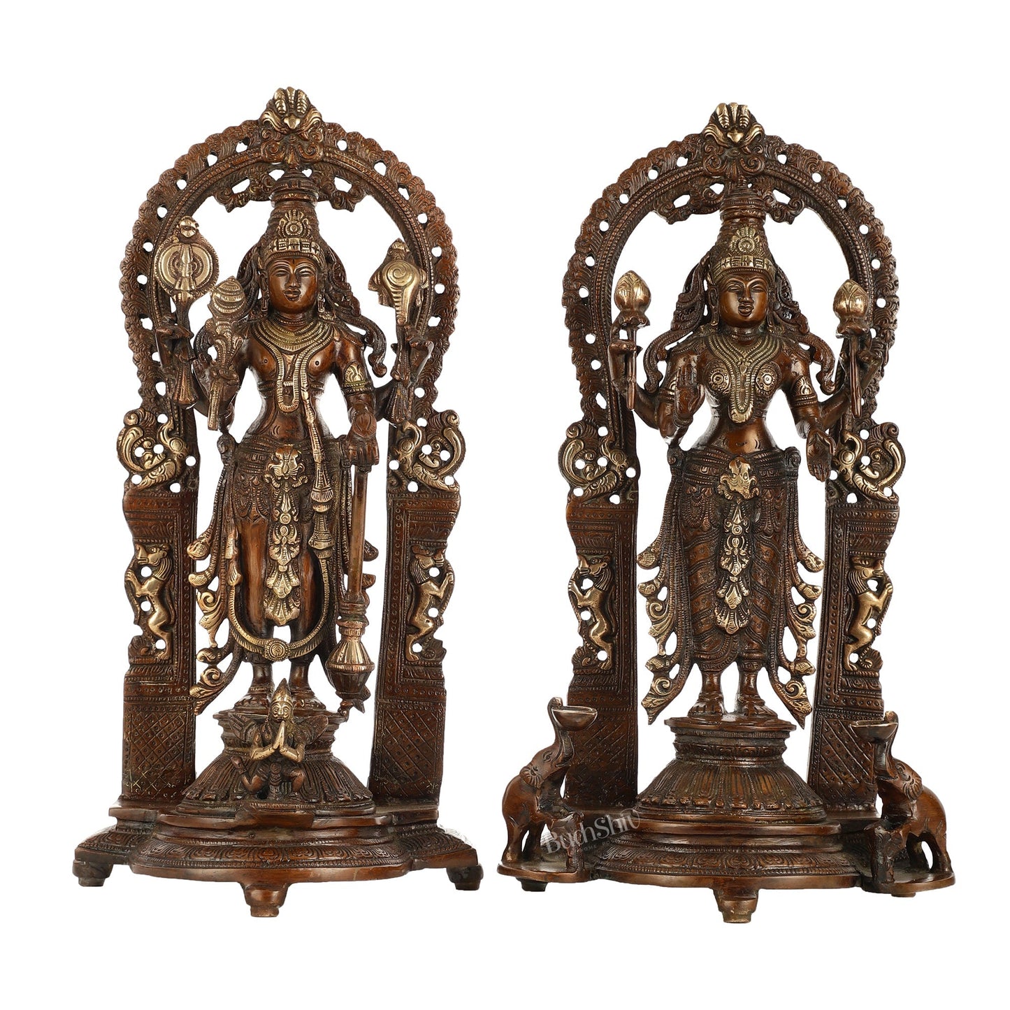 Superfine Brass Lord Vishnu & Goddess Lakshmi Idol Pair | 16 inch