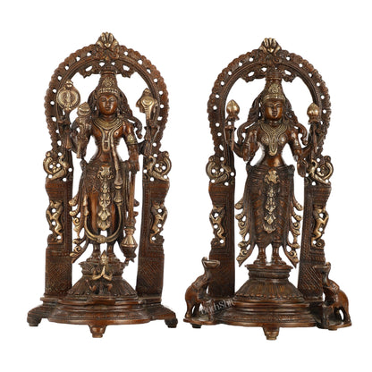 Superfine Brass Lord Vishnu & Goddess Lakshmi Idol Pair | 16 inch