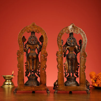 Superfine Brass Lord Vishnu & Goddess Lakshmi Idol Pair | 16 inch