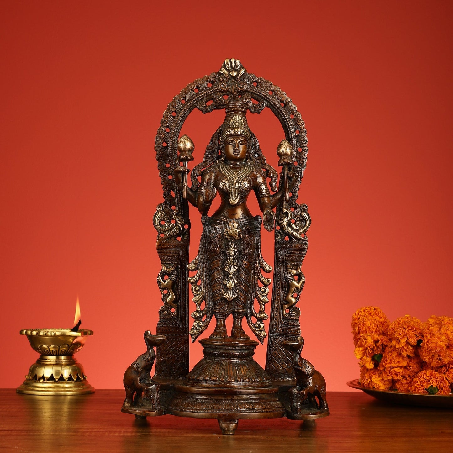 Superfine Brass Lord Vishnu & Goddess Lakshmi Idol Pair | 16 inch