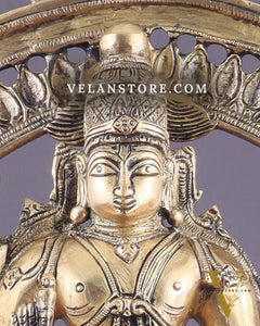 Superfine Brass Lord Vishnu Statue with Sudarshan Chakra Aura - 16.5 Inch