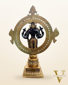 Superfine Brass Lord Vishnu Statue with Sudarshan Chakra Aura - 16.5 Inch black