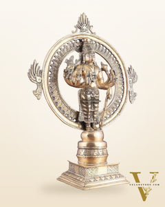 Superfine Brass Lord Vishnu Statue with Sudarshan Chakra Aura - 16.5 Inch