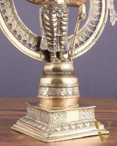 Superfine Brass Lord Vishnu Statue with Sudarshan Chakra Aura - 16.5 Inch