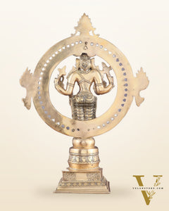 Superfine Brass Lord Vishnu Statue with Sudarshan Chakra Aura - 16.5 Inch