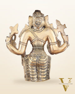 Superfine Brass Lord Vishnu Statue with Sudarshan Chakra Aura - 16.5 Inch
