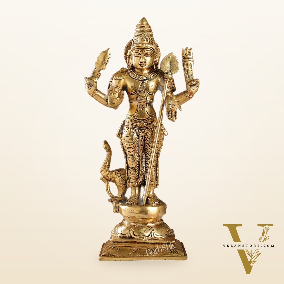 Superfine Brass Murugan Swamy Kartikeya Statue | 12.5" Height