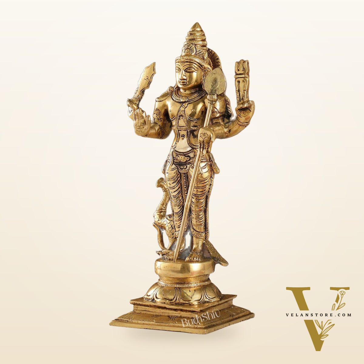 Superfine Brass Murugan Swamy Kartikeya Statue | 12.5" Height
