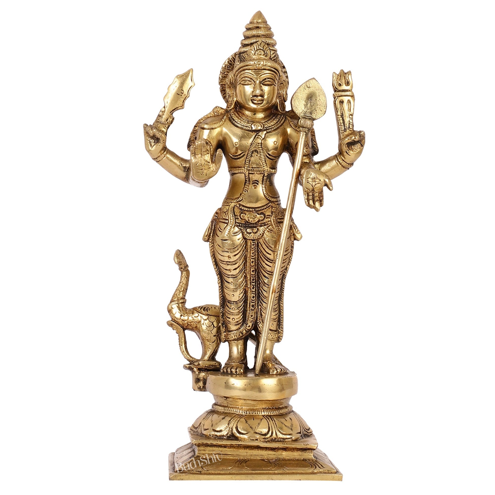 Superfine Brass Murugan Swamy Kartikeya Statue | 12.5" Height