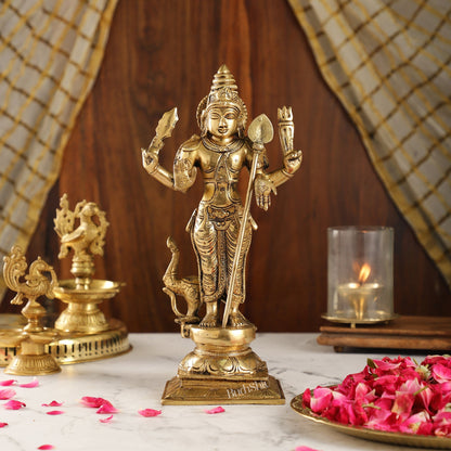 Superfine Brass Murugan Swamy Kartikeya Statue | 12.5" Height