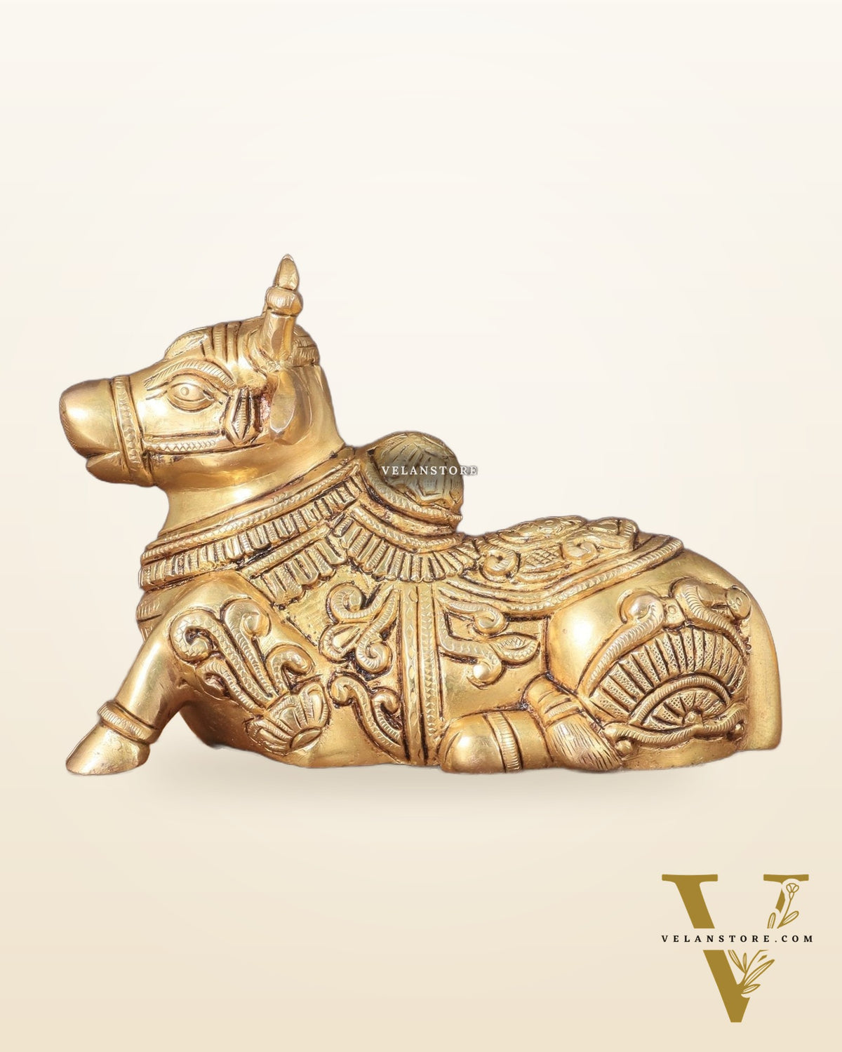 Superfine Brass Nandi engraved 8" wide