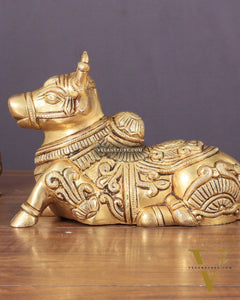 Superfine Brass Nandi engraved 8" wide
