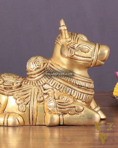 Superfine Brass Nandi engraved 8" wide