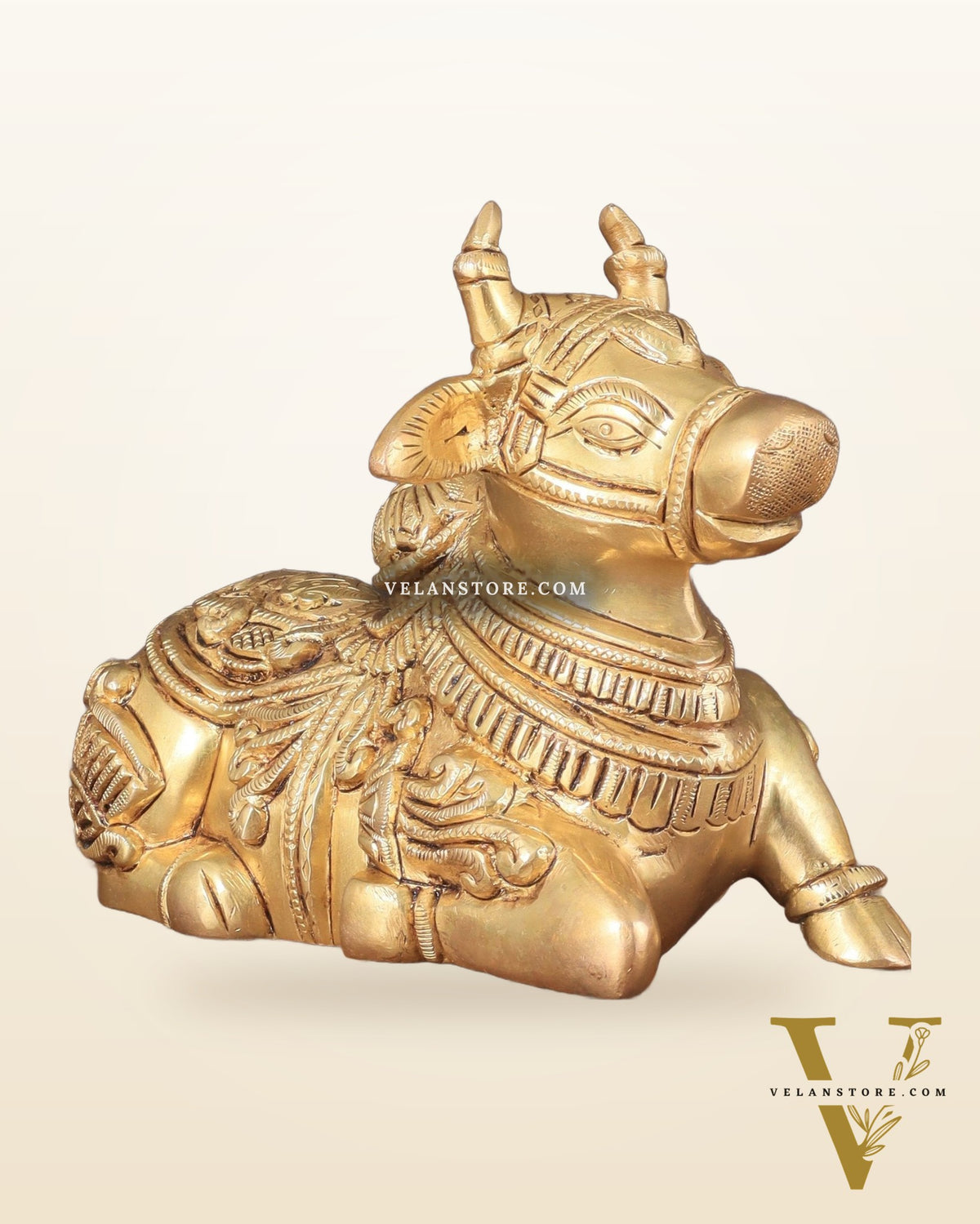 Superfine Brass Nandi engraved 8" wide