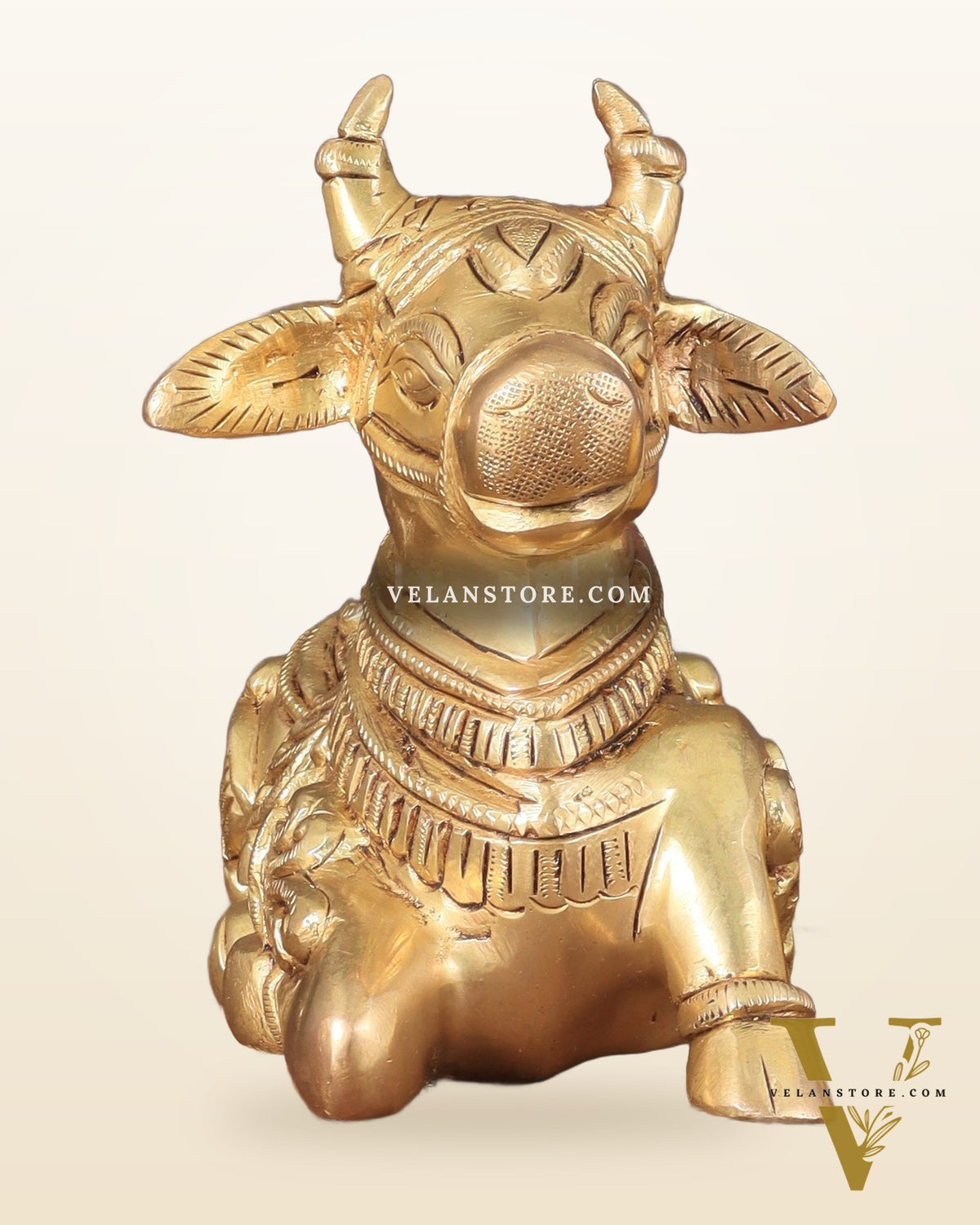 Superfine Brass Nandi engraved 8" wide