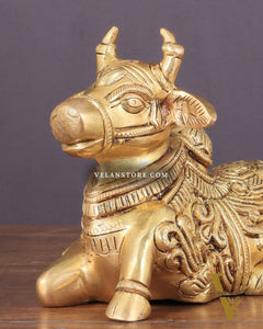 Superfine Brass Nandi engraved 8" wide