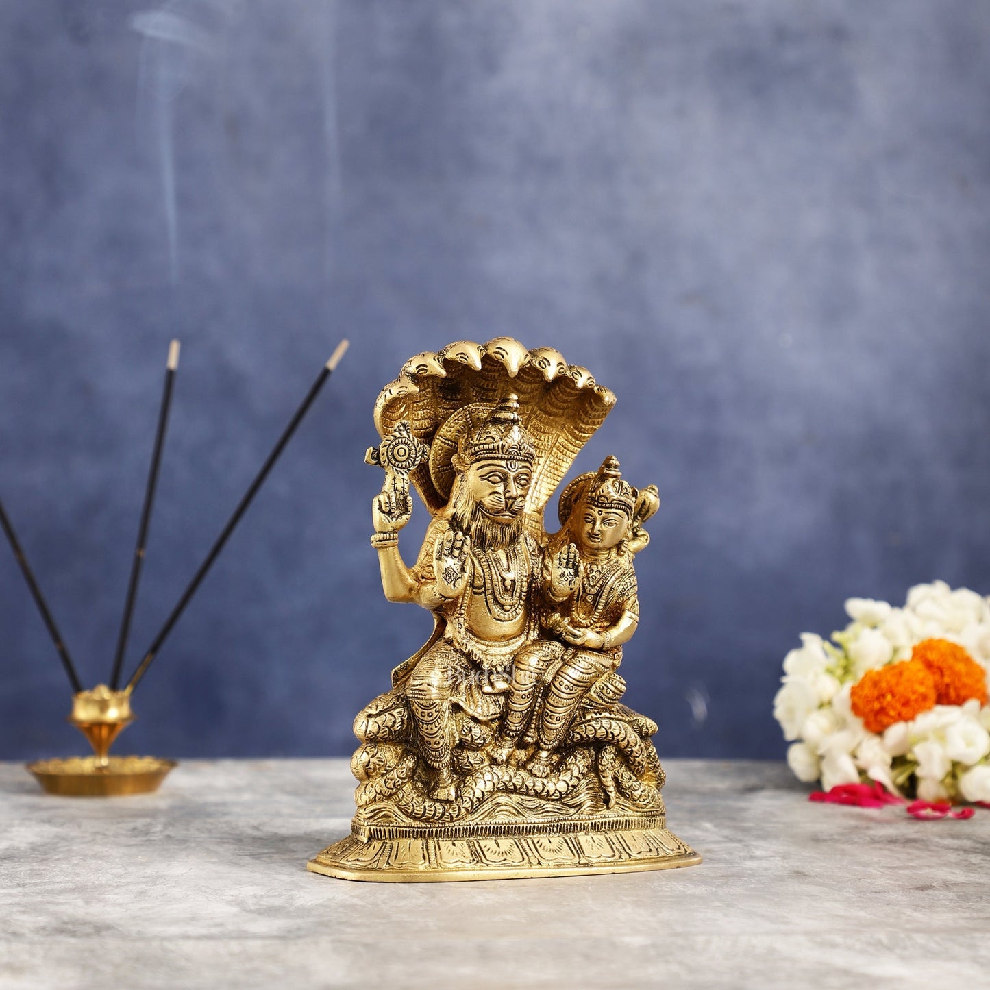 Superfine Brass Narsimha Lakshmi Idol Statue - 7.5 inch
