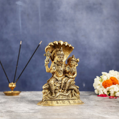 Superfine Brass Narsimha Lakshmi Idol Statue - 7.5 inch