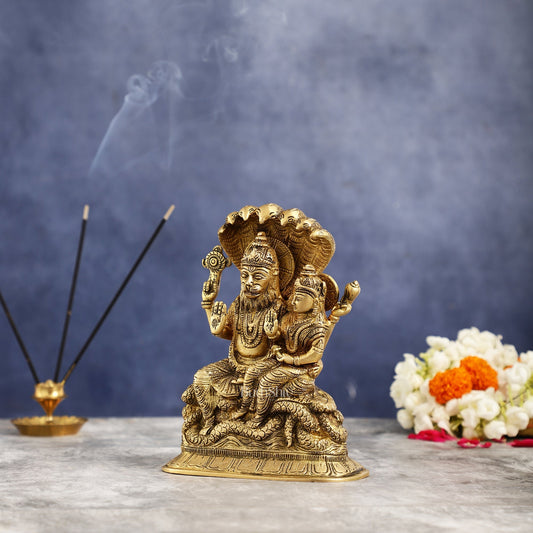 Superfine Brass Narsimha Lakshmi Idol Statue - 7.5 inch