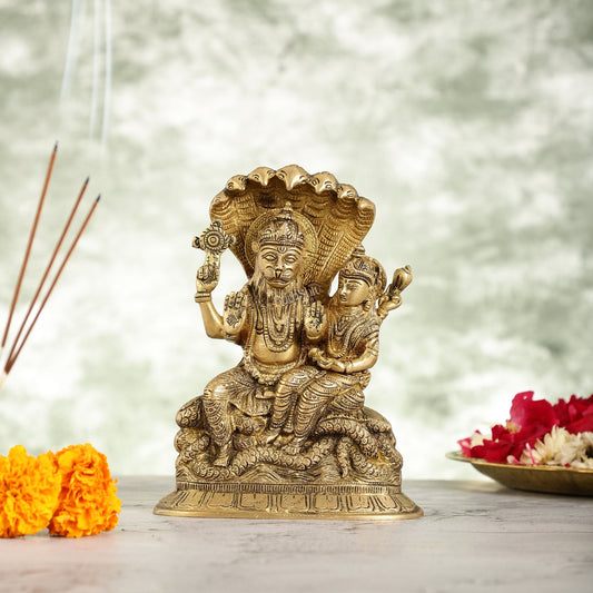 Superfine Brass Narsimha Lakshmi Idol Statue - 7.5 inch