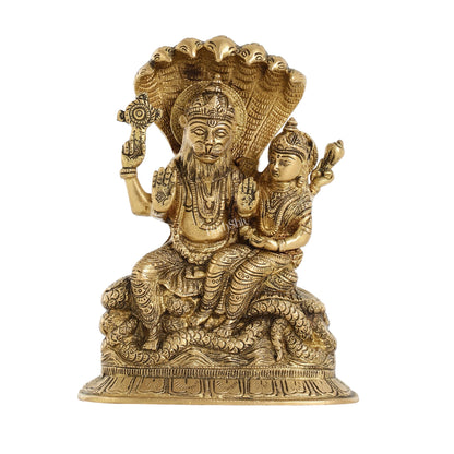Superfine Brass Narsimha Lakshmi Idol Statue - 7.5 inch