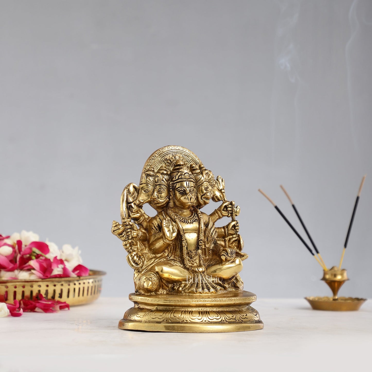 Superfine Brass Panchmukhi Hanuman Murti 6.5 inch