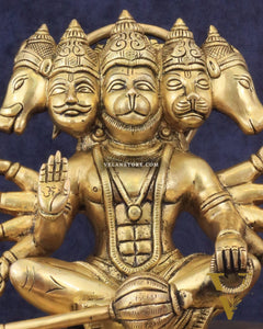 Superfine Brass Panchmukhi Hanuman with Crossed Legs 11"