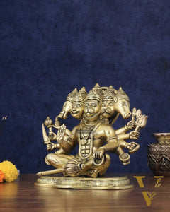 Superfine Brass Panchmukhi Hanuman with Crossed Legs 11"